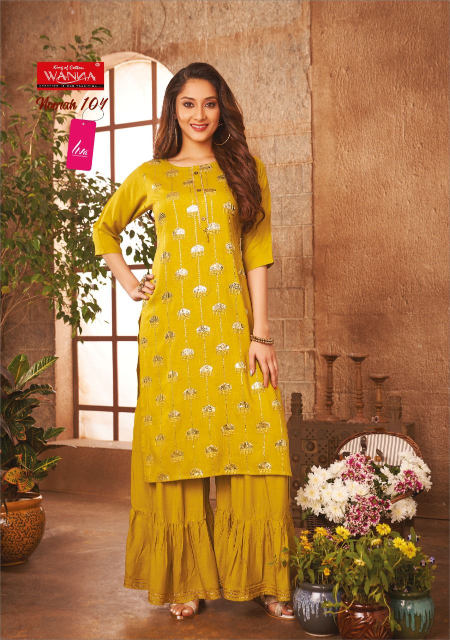 Wanna Noorah Fancy Festive Wear Rayon Latest Kurti With Sharara Collection